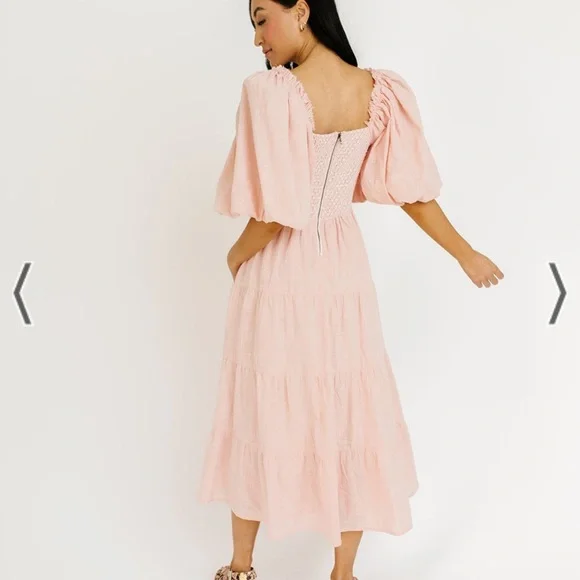 scout puff sleeve midi dress in pink shop Zoco exclusive - Picture 4 of 4